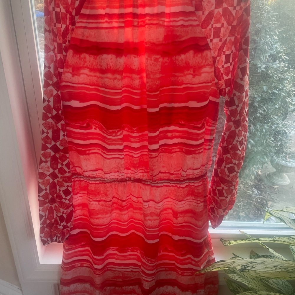 Michael Kors Vibrant Red Long Sleeve Dress